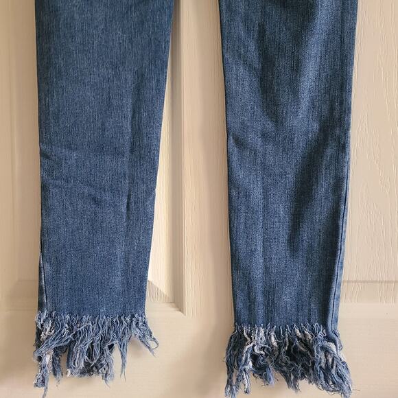 WE THE FREE Great Heights Mid Rise Distressed Fringe Frayed Hem Skinny Jeans 25 - Picture 7 of 12